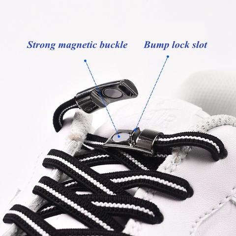 Cordones elásticos de agujetas magnéticas para niños y adultos, zapato que No se ata, cordones planos, cordones para zapatillas, 1 par ► Foto 1/4