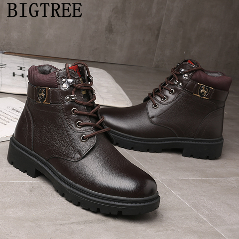 Botas De nieve para Hombre, botines a la moda militar, Zapatos De marca De lujo para invierno, De cuero genuino, Erkek Bot ► Foto 1/6