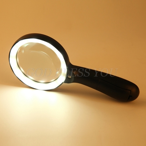 Iluminado lupa Glass-10X mano grande lupa de lectura gafas con 12 luz LED iluminada para personas de la tercera edad reparación de las monedas ► Foto 1/6