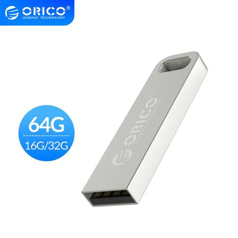 USB 2,0 ORICO Metal, unidad Flash USB de 64GB, 32GB, 16GB, Memoria usb con Memoria USB, resistente al agua, Metal plateado, Memoria cel USB ► Foto 1/6