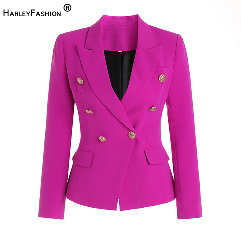 HarleyFashion-Chaqueta de estilo callejero para mujer, Blazer ajustado con doble botonadura y botones, Color caramelo, de alta calidad, para primavera y otoño ► Foto 1/5