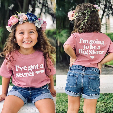 Camiseta con estampado de I'm to be a big Sister para niñas, ropa de verano, divertida, ropa de camiseta ► Foto 1/6