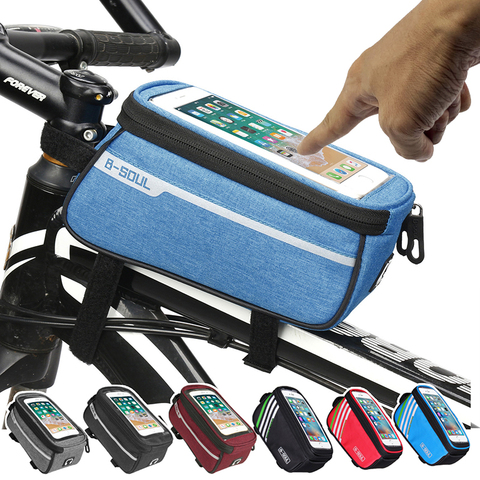 Bolsa de bicicleta impermeable Nylon bicicleta Cyling funda de teléfono móvil con bolsa 5,5 ''6'' bicicleta Panniers marco tubo frontal bolsas Accesorios ► Foto 1/6