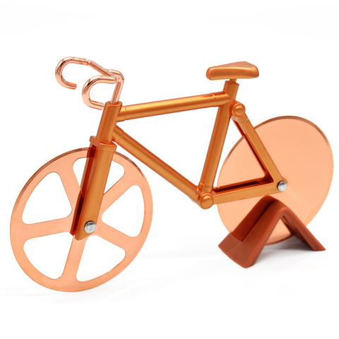 Cortador de Pizza para bicicleta, ruedas de corte antiadherentes de acero inoxidable, soporte de exhibición, un regalo genial para Navidad de Leeseph ► Foto 1/5