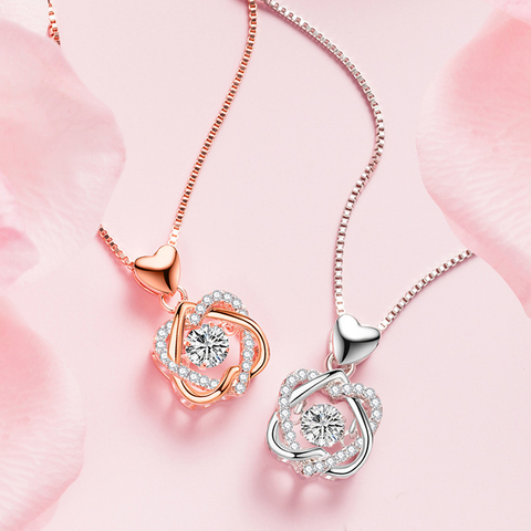 Collares con colgante de estrellas para mujer, de circonita cúbica redonda, corazón lapislázuli redondo, joyería de Color oro rosa y plata ► Foto 1/6