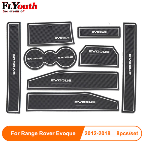 8 uds para Range Rover Evoque 2012-2022 de 2022 esteras con surcos para puerta de goma antideslizante Interior apoyabrazos de puerta de coche de alfombra para tablero de estilo ► Foto 1/6