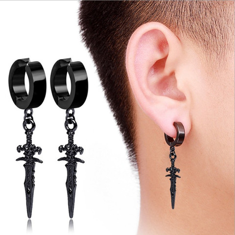 Pendiente de acero inoxidable con punta única para hombre, joyería para chicos, accesorio, hipster, estilo grunge, punk, pendientes de daga ► Foto 1/6