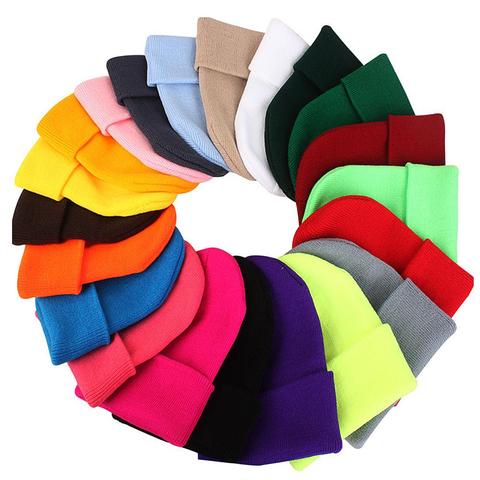 Sombreros gorros de mujer de punto de Color sólido lindo sombrero niña primavera Otoño Invierno gorro para mujer gorras caliente sombrero damas Casual tapa ► Foto 1/6