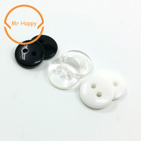 Botones de plástico transparente, negro y blanco, 2 agujeros de resina, 9-25mm, suministros de ropa, accesorios de costura ► Foto 1/5