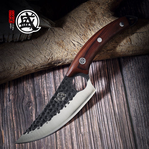 MITSUMOTO SAKARI-cuchillo de deshuesar artesanal con mango de ébano completo, cuchillo afilado para carne de vacuno, pollo, Chef, carnicero, cocina ► Foto 1/6