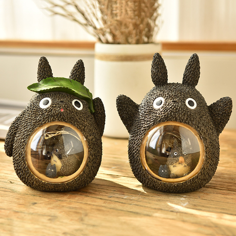 Totoro-Lámpara Led de resina con dibujos animados para decoración del hogar, luz de noche estrellada con diseño de Totoro, árbol, agujero, hojas, regalo para chico y bebé ► Foto 1/6