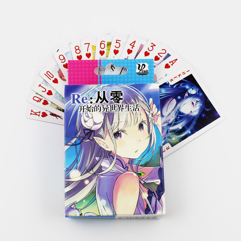 Anime Re: la vida en un mundo diferente A las cartas de póker Zero cartas de juego de mesa Cosplay con caja juguete para regalo ► Foto 1/2