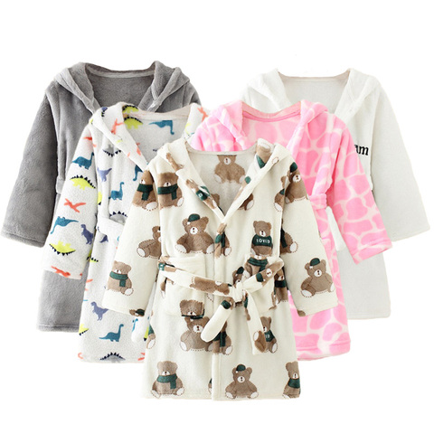 Pijamas de franela para niños Y niñas, bata de baño suave Y cómoda, ropa de casa para bebés de 2 a 8 años, Otoño e Invierno ► Foto 1/6