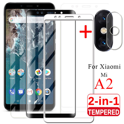 Protector de pantalla de vidrio templado 2 en 1 para Xiaomi Mi A2, Protector de pantalla para Xiaomi Mi A 2, película protectora para lente Xiaomi MiA2 6x Set M1804D2SG I ► Foto 1/6