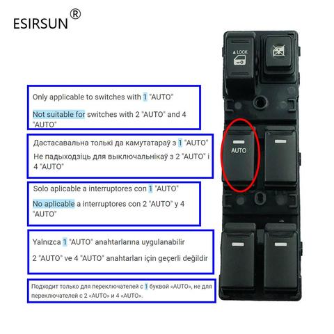 Esirsun ventana frontal izquierda maestro compatible con el interruptor para KIA Sorento 2009, 2010, 2011, 2012, 2013 93573-2P000... 935732P000 ► Foto 1/6