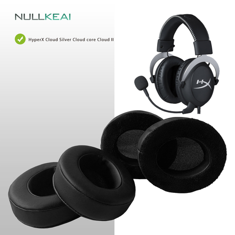 NULLKEAI-almohadillas de repuesto para auriculares HyperX Cloud, funda para la cabeza, cojín, copas, color plateado ► Foto 1/6