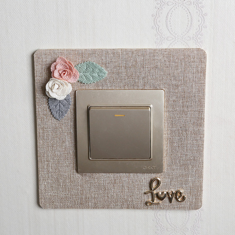 Romántico jardín flor tela Stick-free adhesivos para interruptor de pared cubierta protectora interruptor de luz papel tapiz creativo ► Foto 1/6