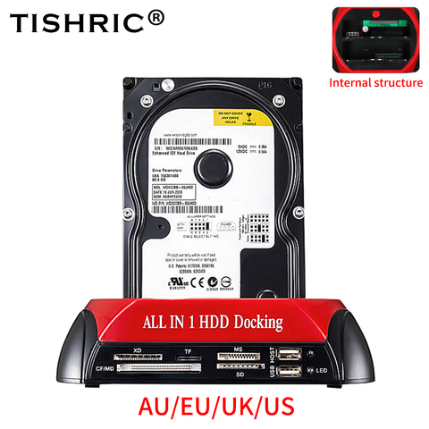 TISHRIC todo en 1 Hdd estación de acoplamiento Usb 2,0 a SATA IDE disco duro externo para 2,5 de 3,5 pulgadas caso Hdd Disco Duro estación de acoplamiento ► Foto 1/6