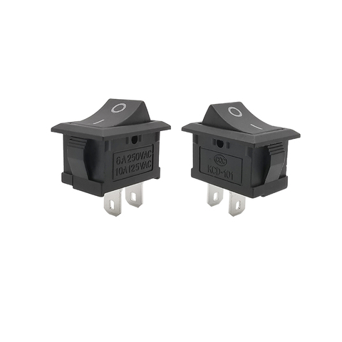 Interruptor tipo barco KCD-101, interruptor de 2 pines, 15x21mm, 6A, 10/5 V, 10A, 250V, CA, negro, nuevo, 125 Uds. ► Foto 1/6