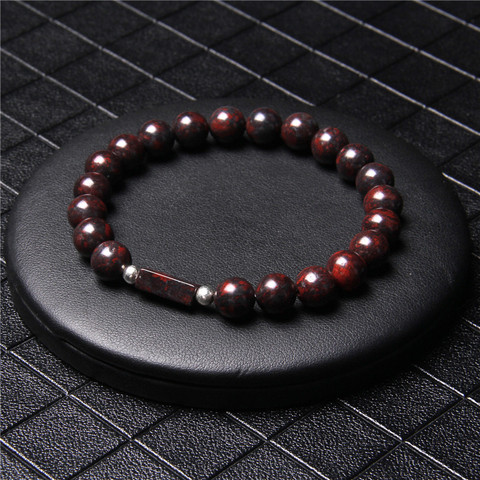 Hematites-pulsera de cuentas de piedra Natural para mujer y hombre, brazalete redondo de 8mm, abalorio de ojo de tigre de energía, joyería de Yoga ► Foto 1/6