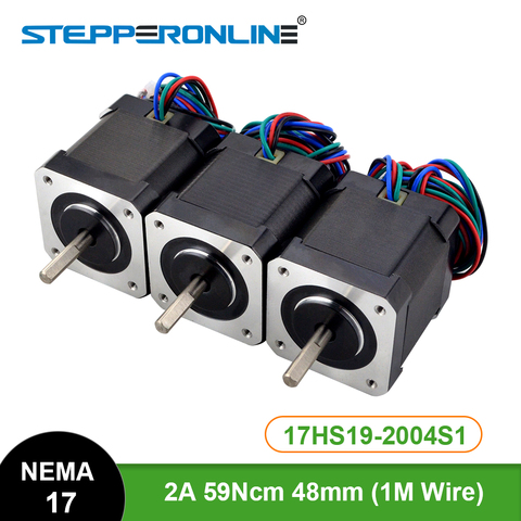 STEPPERONLINE 3 uds Nema17 paso a paso Motor 48mm 17HS19-2004S1 Motor 59Ncm(84oz en) 2A 4-plomo Nema 17 paso a paso para CNC 3D impresora ► Foto 1/6