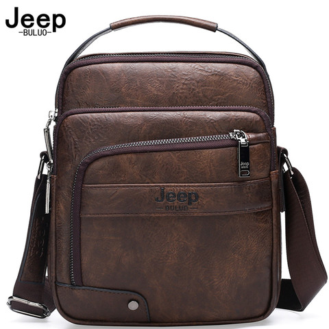 JEEP BULUO bolsos de cuero de hombre de alta calidad de negocios de moda bolso de hombro tipo bandolera para hombre de gran capacidad hombre bolsos Messenger ► Foto 1/6