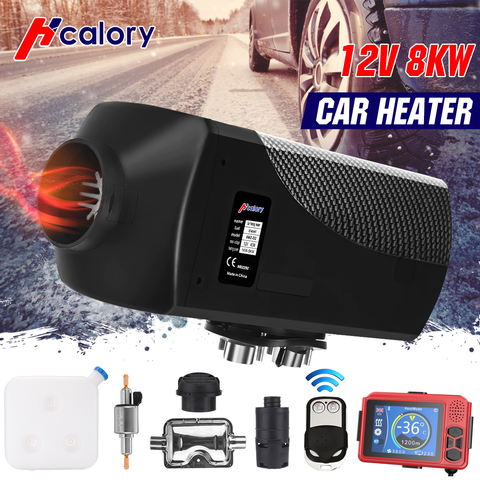 HCalory-calentador diésel de aire para coche, 8KW, 12V, para camiones, casas, barcos, autobús, Monitor LCD, interruptor, Control remoto, silenciador ► Foto 1/6