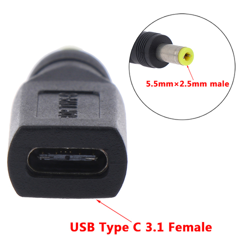 USB 3,1 tipo C USB-C hembra a CC 5,5mm X 2,5mm macho carga de energía adaptador del conectador 5,5 Mm/2,5 Mm tipo-c ► Foto 1/6