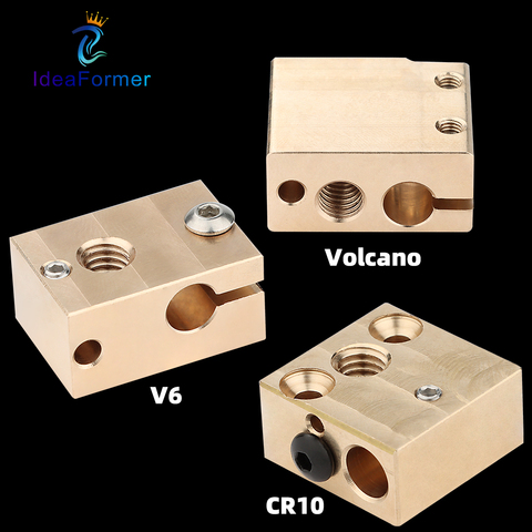 Piezas de impresora 3D, bloque de calentador de latón Volcan/V6/CR10, alta temperatura, para PT100, V6, CR10, MK7/MK8/MK9, extrusora j-head ► Foto 1/6