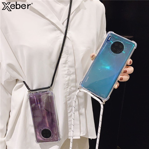 Para Huawei P30 P20 Mate 20 30 Lite Pro funda de teléfono transparente para Honor 9X 20 Nova 5 collar cruzado cordón correa cubierta ► Foto 1/6