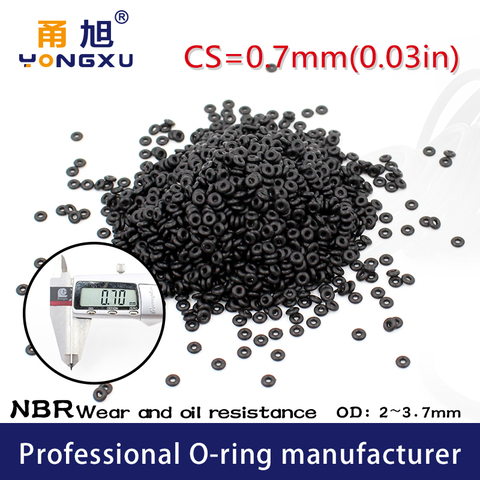 Goma de nitrilo 10 unids/lote negro NBR CS0.7mm espesor OD2/2,8/3/3.2/3.7*0,7mm junta de anillo junta de goma de nitrilo resistente al agua junta de anillo ► Foto 1/6