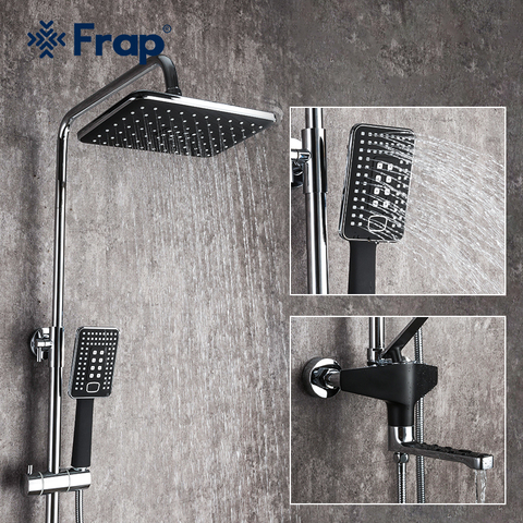 Frap-grifo de ducha de lluvia montado en la pared, mezclador de ducha de bañera, color negro, F2457 ► Foto 1/6