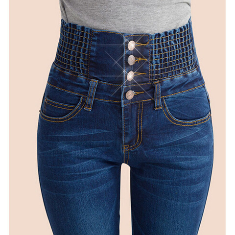 Pantalones vaqueros elásticos de cintura alta para Mujer, Jeans ajustados para Primavera/otoño, de talla grande ► Foto 1/6