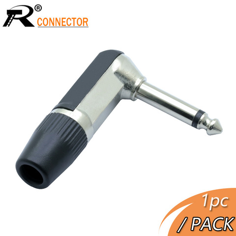 Conector R 1 pieza 6,35, Conector de micrófono para altavoz, Conector de micrófono de 1/4 '', 6,35mm, conector macho de 2 polos, conector adaptador de enchufe de guitarra de ángulo recto ► Foto 1/5