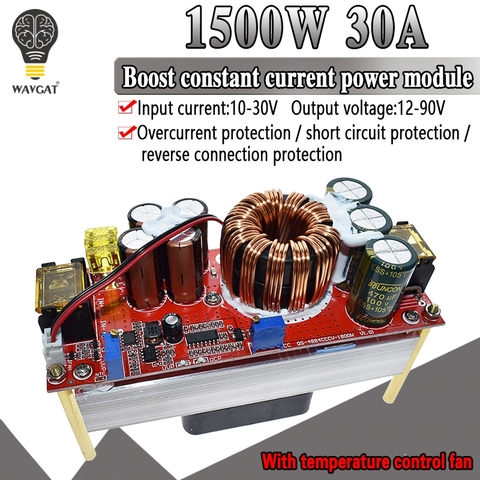 WAVGAT 1500 W 30A DC-DC convertidor Boost módulo de fuente de alimentación Step-up In10 ~ 60 V 12 ~ 90 V nueva unidad eléctrica módulos para ► Foto 1/6