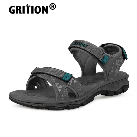 GRITION-sandalias de verano al aire libre para mujer, zapatos informales de playa con punta abierta, cómodos, antideslizantes, con estampado de Velcro, nueva moda 2022 ► Foto 1/6