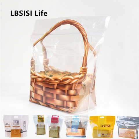 LBSISI Life 50 Uds Frutas de plástico pan bolsas de alimentos con ventana cremallera manejar fiesta boda suministros sacar bolsas ► Foto 1/6