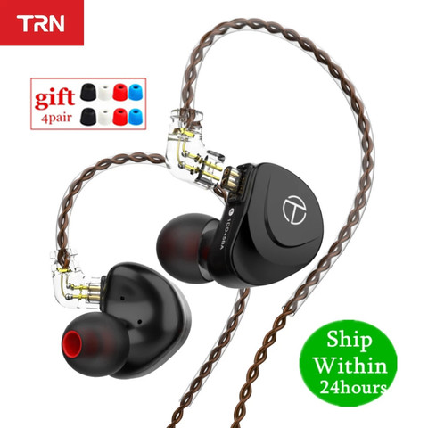 Auricular intrauditivo híbrido TRN V90s 5BA + 1DD Monitor HIFI auriculares metálicos para correr con 2 pines desmontables TRN VX BA8 V90 ► Foto 1/6