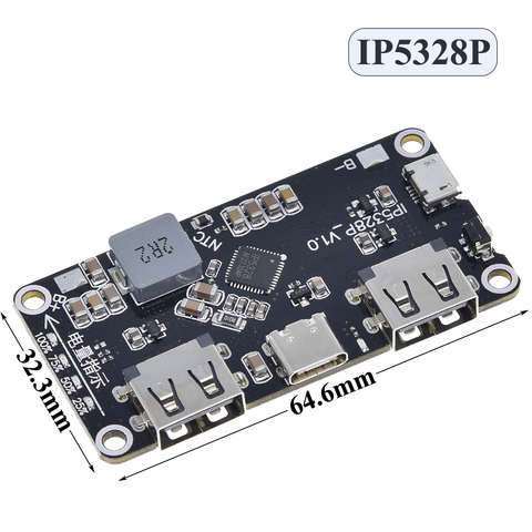 Cargador de batería USB 18650 Dual IP5328P treasure tpye-c 3,7 V a 5V 9V 12V, placa de circuito de carga rápida QC2.0 QC3.0 ► Foto 1/1