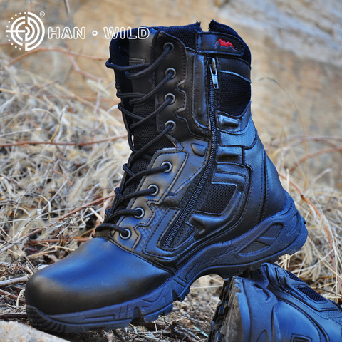 Senderismo Hombre Zapatos al aire libre táctica montaña militar negro botas de cuero impermeable hombres Camping escalada botas de caza ► Foto 1/5