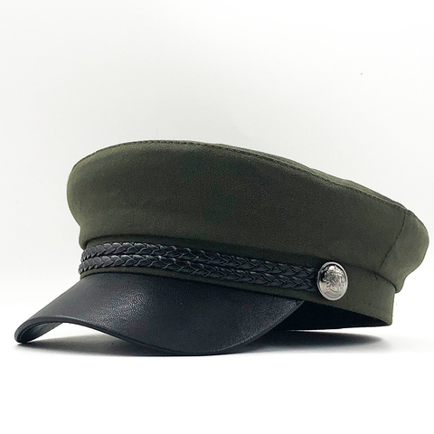 Gorra militar informal de alta calidad para hombre y mujer, Boina plana de algodón, gorro de capitán, camionero, deportiva, Vintage, color negro, unisex ► Foto 1/6