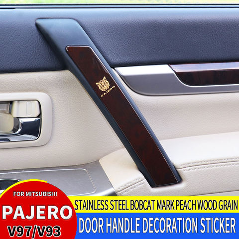 Pegatinas decorativas para manijas de puerta de madera de Durazno, adecuado para Mitsubishi Pajero, modificación interior, Pajero V97V93V95V98 ► Foto 1/6