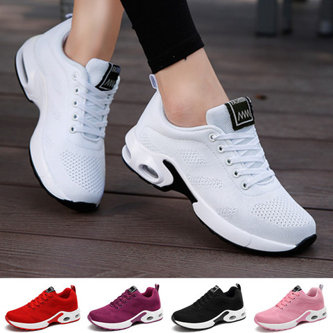 Zapatillas de deporte con cojín de aire para mujer, zapatos de correr de fondo suave, zapatillas de tenis transpirables de malla para exteriores ► Foto 1/6