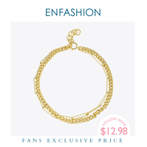 ENFASHION-gargantilla de eslabones dobles Punk para mujer, collar de acero inoxidable de Color dorado, joyería de moda P203068, 2022 ► Foto 1/6