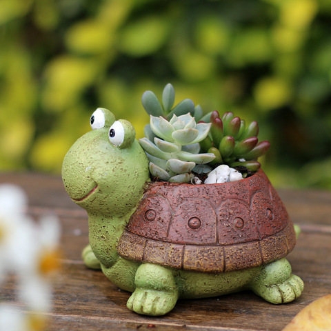 Forma de Animal de dibujos animados de Pote de flor Linda tortuga florero maceta decoración hogar para plantas suculentas Oficina Decoración escritorio Animal florero ► Foto 1/6