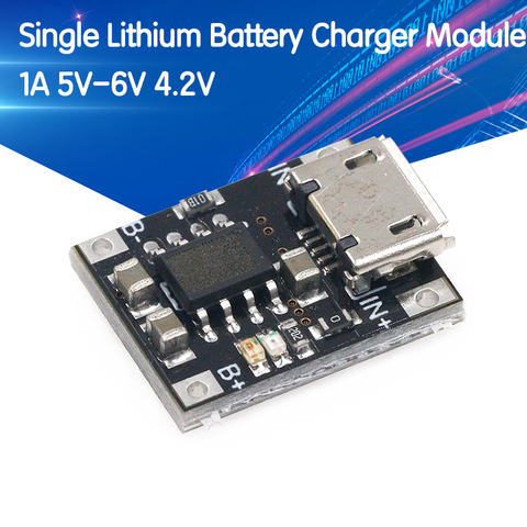 10 Uds. Módulo de carga de batería de litio de una sola celda 1A 5V-6V 4,2 V TC4056 TC4056A tablero de Fuente de alimentación Micro USB TP4056 ► Foto 1/6