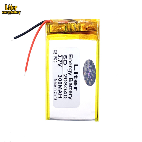 Batería recargable Lipo 203040 300mah 3,7 v 253040 batería de polímero de litio ultrafina ► Foto 1/4