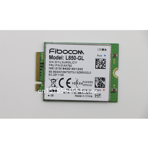 4G LTE inalámbrico Fibocom L850-GL M.2 tarjeta para Lenovo Thinkpad X1 carbono 6th X280 T480 T480s T490 T490s T580 L580 P52 01AX792 ► Foto 1/2