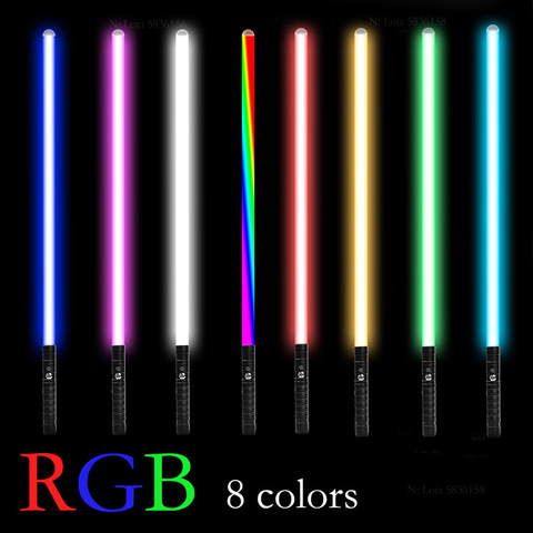 Espada láser de Metal Rgb de 8 colores, carga dos en uno, sonido luminoso conmutable, accesorios de escenario para Cosplay, juguetes para niños ► Foto 1/6