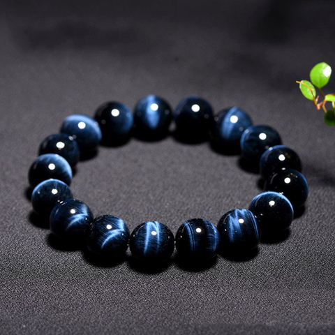 Brazaletes Ojo de Tigre azul real para mujer, pulseras de cuentas de Ojos de Tigre con rayos, Pulsera de piedra Natural para Hombre ► Foto 1/6